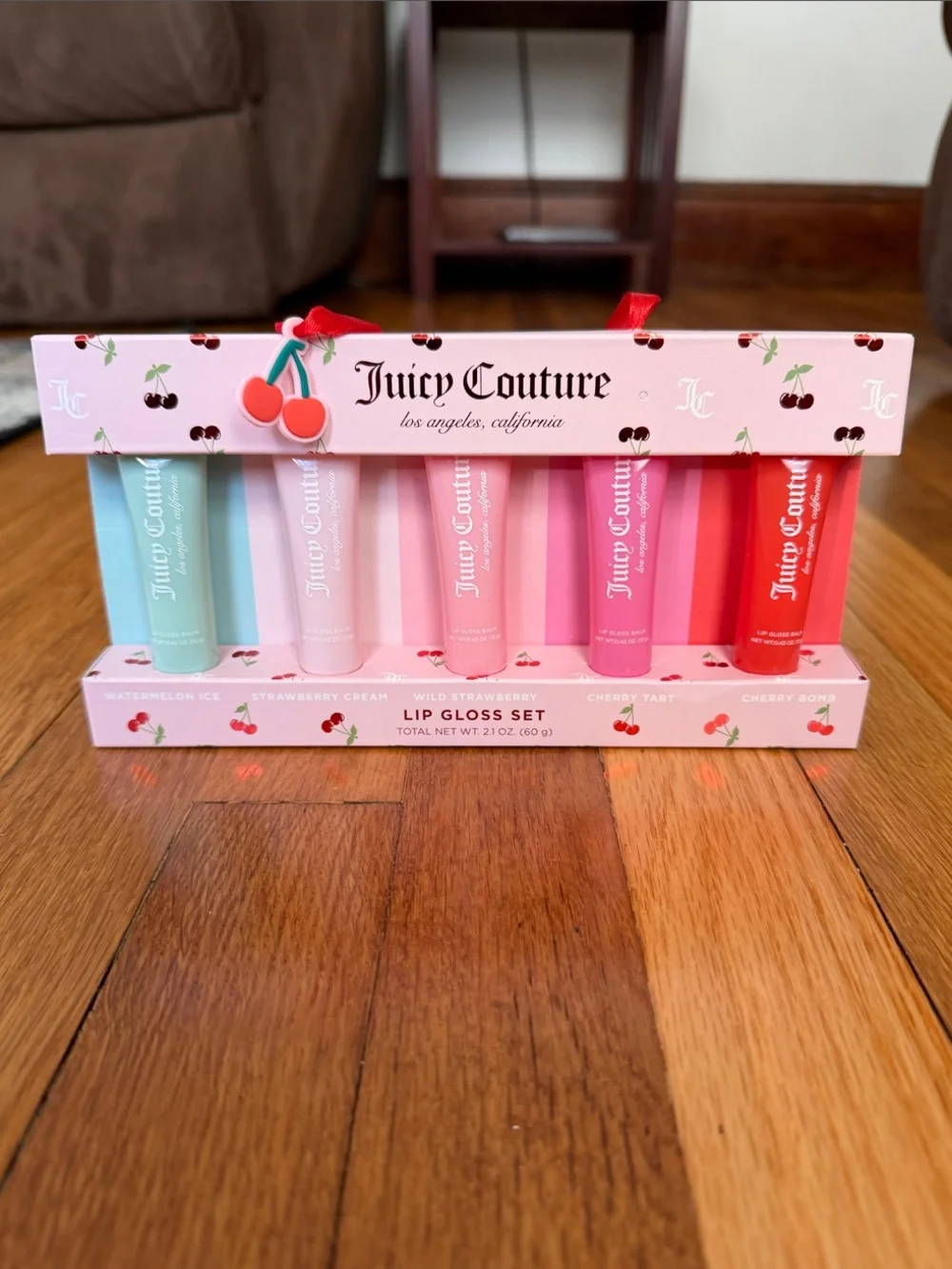 NEW WITH TAGS Sealed Juicy Couture 5 Pc Lip Gloss Set Cherry Gift Set